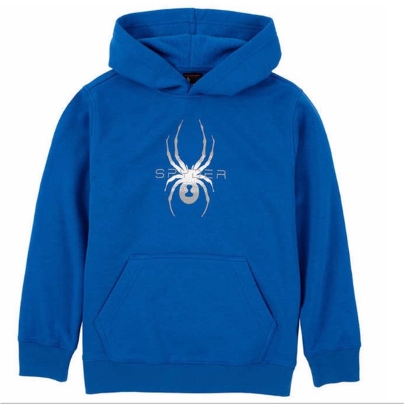 NWT Spyder Youth Pullover Hoodie with Kangaroo pocket BLUE - size S (7/8) - Picture 5 of 8